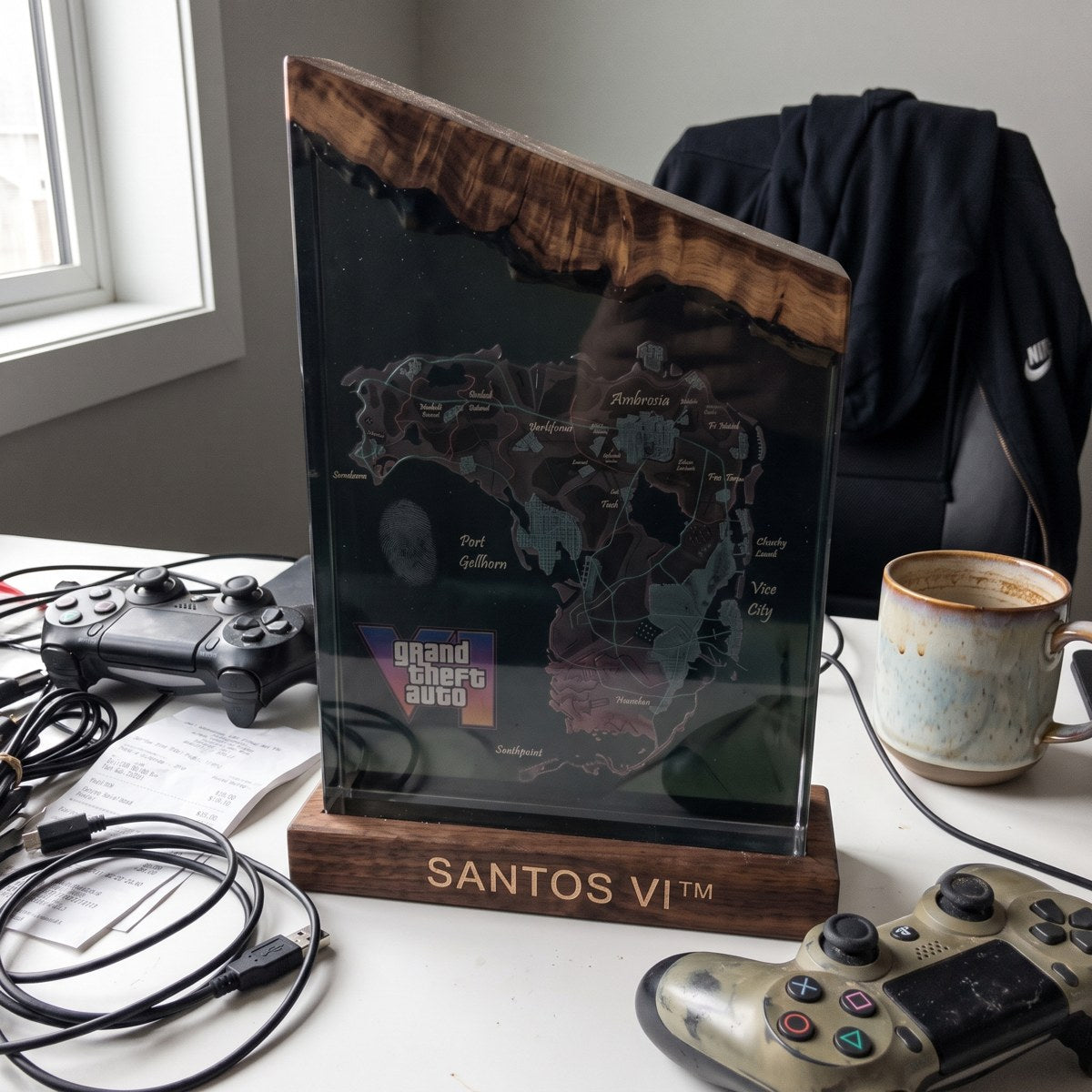Santos VI lamp on a shelf